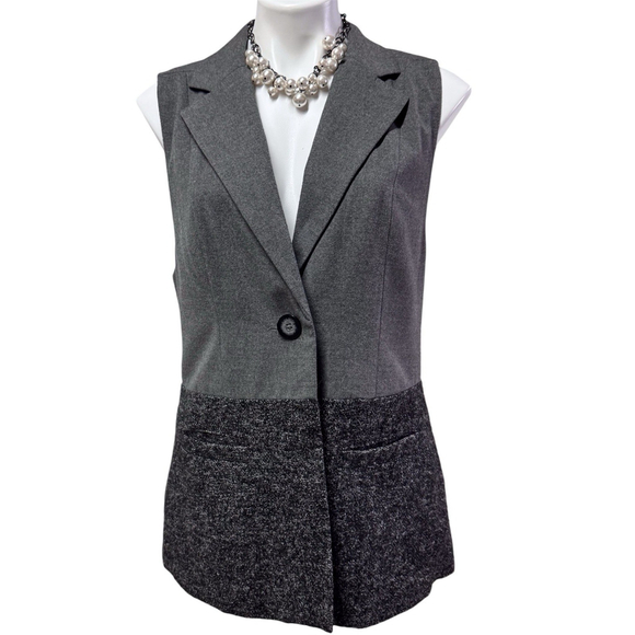 CABI Gray Tweed Sleeveless Vest Jacket Business Career M - Picture 10 of 10